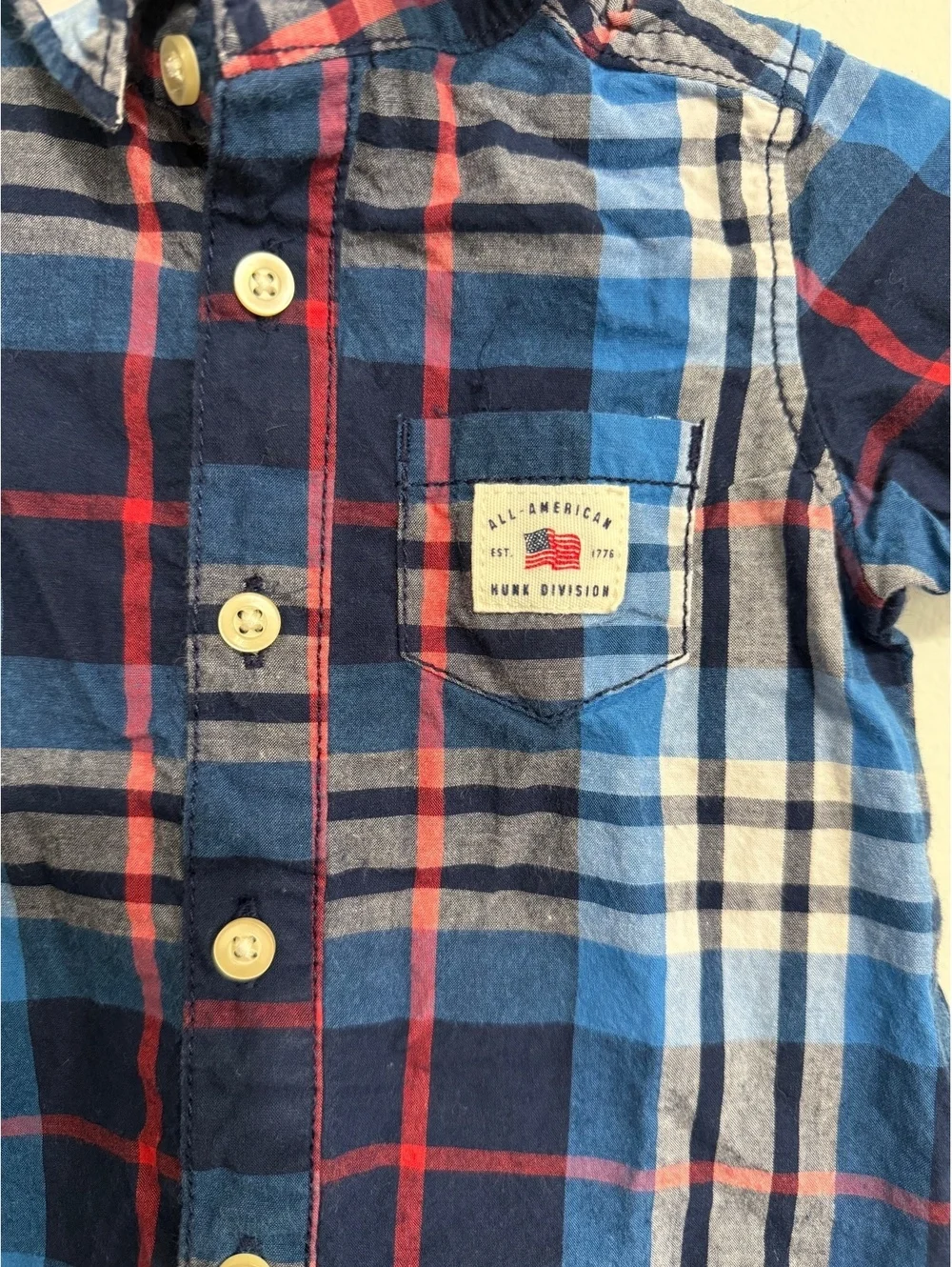 Carter's Baby Boys' 9-Month Blue Plaid Short Sleeve Romper